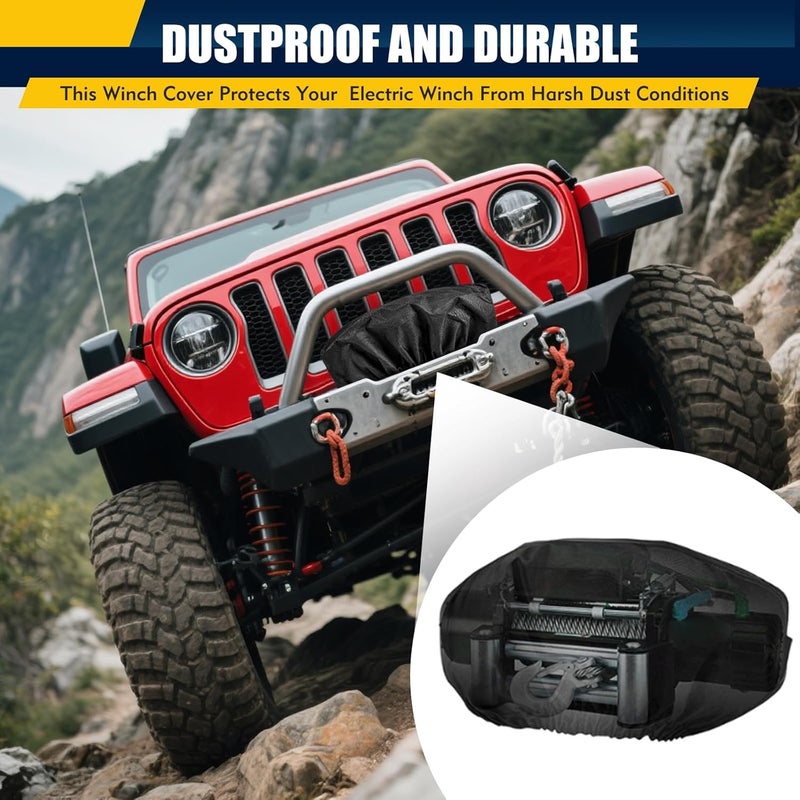 LBCSO Heavy Duty 900D Oxford Winch Cover Waterproof Dustproof, for 8500-17500 lb Winches, Universal Weatherproof Protective Cover for Jeep Wrangler, Truck, ATV, Off-Road Vehicles & Trailers - Image 5